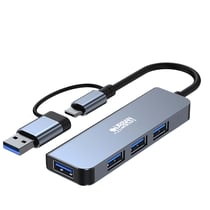URBAN FACTORY Hub MINEE USB / USB-C avec 4 Ports Ultra-rapide USB 3.0 15cm Gris