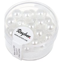 Perles en verre mi transparente Renaissance 8 mm 25 pièces - blanc neige