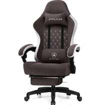 Chaise gaming GTPLAYER dossier papillon - Tissu - Marron - 50 x 54 x 135 cm