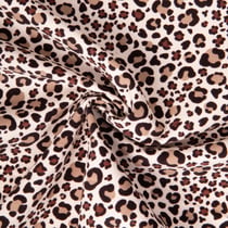 Tissu Velours milleraies imprimé Bendja léopard sur fond Ecru