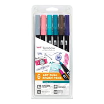 Lot de 6 feutres double pointe pinceau et fine 0,8 mm - TOMBOW - Couleurs vintage