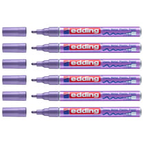 Lot de 6 marqueurs peinture brillante EDDING 751 - Pointe ronde 1-2 mm - Violet métallisé