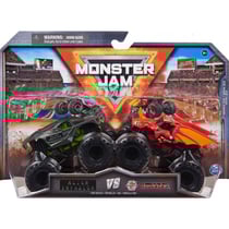 Coffret 2 monster jam : alien invasion et bakugan dragonoid - vehicule miniature metal noir rouge - spin master