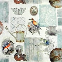 Lot de 4 serviettes en papier découpage collage 33 cm INDUSTRIAL DESIGN D 110 EC