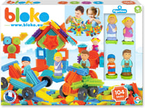 BLOKO – Coffret de 100 BIoko avec 4 Figurines 3D Famille – Dès 12 Mois - Fabriqué en Europe – Jouet de Construction 1er âge – 503627
