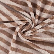 Tissu Micro Eponge Bambou rayures Lyo Marrons sur fond Beige - Au mètre