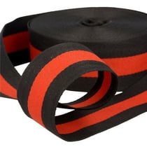 Film 25m galon stripes  40mm Noir/Rouge