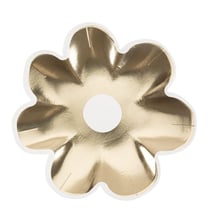 8 Assiette Marguerites Blanc et Or