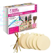 Coffret pyrogravure + boules de Noël en bois à suspendre