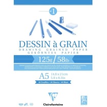 Bloc Dessin A Grain Colle A5 - 125G - 40 Feuilles - Clairefontaine