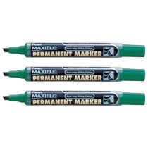 Lot de 3 marqueurs permanents - PENTEL - MAXIFLO - Pointe biseautée 4,6 mm - Vert