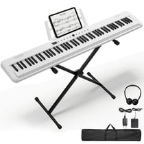 Clavier numérique 88 touches - LALAHO - Kit complet - USB MIDI - 1000 voix & rythmes - Blanc compact
