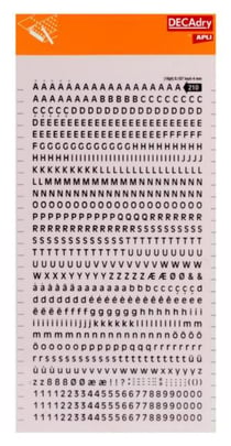Lettres alphabet et Chiffres Transfert Noir 4mm