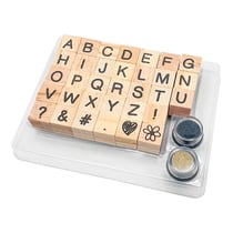 Set tampons Lettre de l'alphabet avec encreurs 33 pièces