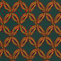 Tissu Crêpe de Viscose Circles sur fond Vert foncé