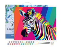 Peinture par Numéro Figured'Art avec Cadre - Rayure de zèbre Pop Art - Kit de Loisir Créatif DIY Numéro d'Art Complet - 40x50cm toile tendue sur châssis