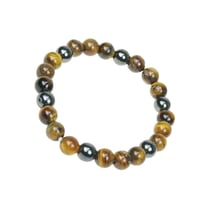 Bracelet Oeil de Tigre et Hématite Perles rondes 8 mm - Omsaé