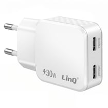 LinQ Chargeur Secteur Universel Double Port USB-C 30W Charge Rapide Blanc