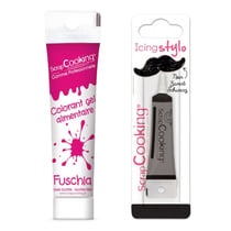 Colorant alimentaire en gel 20 g fuschia + Stylo de glaçage noir