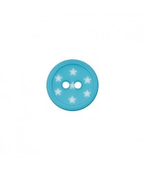 Carte de 3 boutons étoiles polyester 2 trous 15mm - Prym Turquoise Bleu