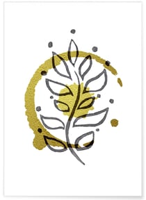Affiche Abstract Feuille d'or 1 | A3 : 29,7x42cm