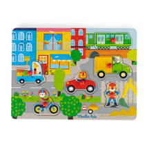 Puzzle en bois 6 pièces Moulin Roty Ville sonore Les Popipop