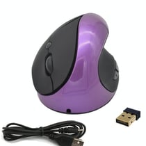 Souris Ergonomique Sans Fil 6 Boutons Rechargeable USB Noir Violet YONIS