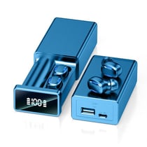 Ecouteurs Bluetooth Rose Avec Affichage Digital Et Boîtier De Charge Magnétique Bleu YONIS