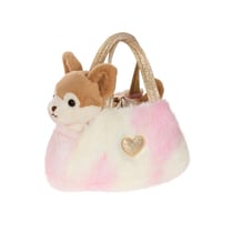 Peluche GipsyToys - Chien Chihuahua marron et beige avec sac - 18 cm