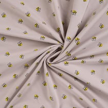 Tissu Jersey Coton imprimé Lina petites abeilles sur fond Beige nougat