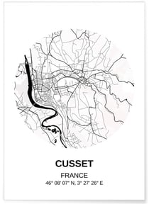Affiche Carte Cusset | A3 : 29,7x42cm