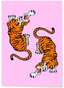 Affiche 2 Tigres Pop Art | A3 : 29,7x42cm