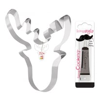 Moule-découpoir Renne + Stylo de glaçage noir