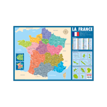 Poster pédagogique - Carte de la France administrative - 52x76cm - A afficher - Bouchut