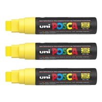 Lot de 3 marqueurs peinture pointe rectangulaire extra-large 15 mm - POSCA - Jaune