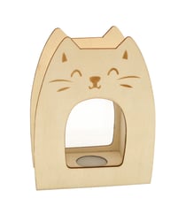 Tirelire en bois chat avec fenêtre 11 x 5 x 14 cm