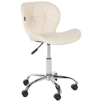 Fauteuil de Bureau Beige en Cuir PU Pivotante et Réglable en Hauteur Design Moderne