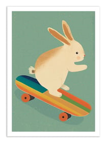 Affiche 30 x 40 cm - Bunny on Skateboard - Treechild