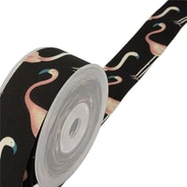 Bobine 15m Ruban flamants roses Noir