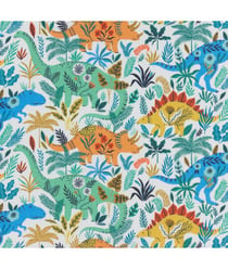 Tissu coton Dashwood Jurassic dinosaures sur fond blanc de 110 cm de largeur Blanc vendu par 50 cm