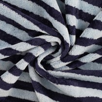 Tissu Micro Eponge Bambou rayures Lyo bleues marine sur fond Bleu clair - Au mètre