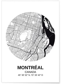 Affiche Carte Montréal | A3 : 29,7x42cm