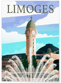 Affiche ville Limoges | A3 : 29,7x42cm