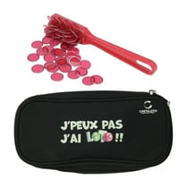 Kit loto bingo 3 en 1 : trousse + baton magnetique + 100 pions rouge - cartaloto - accessoires jeu, materiel