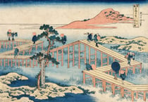 Puzzle 1000 pièces - Hokusai - Image Ancienne du Pont à Huit Parties dans la Proclassiquece de Mikawa - Grafika