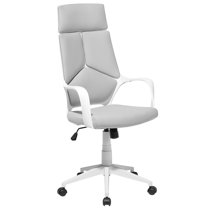 Chaise de Bureau en Tissu Gris Résistant avec Structure Blanche Fauteuil Inclinable Réglable et Pivotant pour Intérieur Moderne et Élégant Beliani