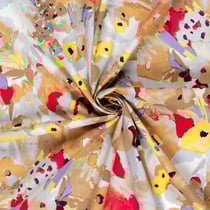 Tissu Coton stretch imprimé Fleuris aquarelle sur fond Gris