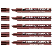Lot de 5 Marqueurs permanents 1-5 mm - EDDING - Marron - Pointe biseautée moyenne