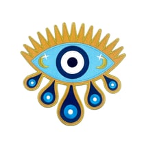 Patch mauvais oeil, écusson brodé nazar, motif thermocollant oeil et larmes 12 cm, Made in France