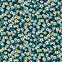 Tissu Coton imprimé Miyu sur fond Bleu pétrole - Au mètre